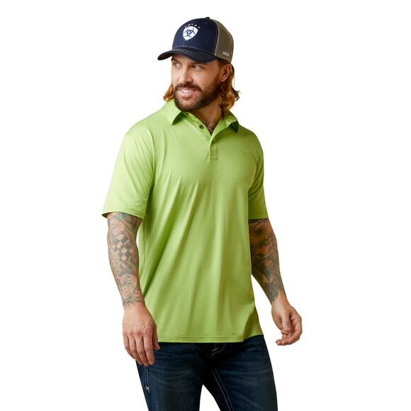 Ariat Men's Medium Charger 2.0 Fitted Short Sleeve Polo Shirt Kiwi Green - Picture 1 of 3
